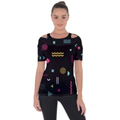 Illustration Geometric Art Colorful Shapes Shoulder Cut Out Short Sleeve Top by Wegoenart