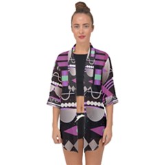 Illustration Background Abstract Geometric Open Front Chiffon Kimono by Wegoenart