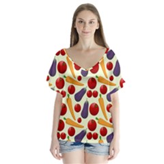 Illustrations Illustration Pattern Texture V-neck Flutter Sleeve Top by Wegoenart