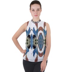 Im Fourth Dimension Colour 60 Mock Neck Chiffon Sleeveless Top by imanmulyana