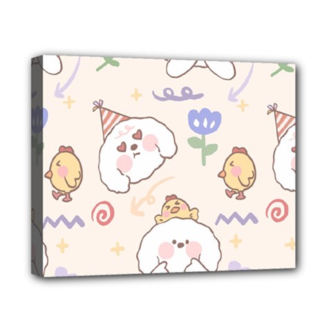 Chicken Dog Flower Sun Pattern Canvas 10  X 8  (stretched) by Sudhe