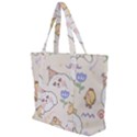 Chicken Dog Flower Sun Pattern Zip Up Canvas Bag View1