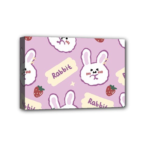 Illustration Rabbit Cartoon Background Pattern Mini Canvas 6  X 4  (stretched) by Sudhe