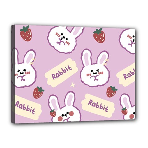Illustration Rabbit Cartoon Background Pattern Canvas 16  X 12  (stretched) by Sudhe