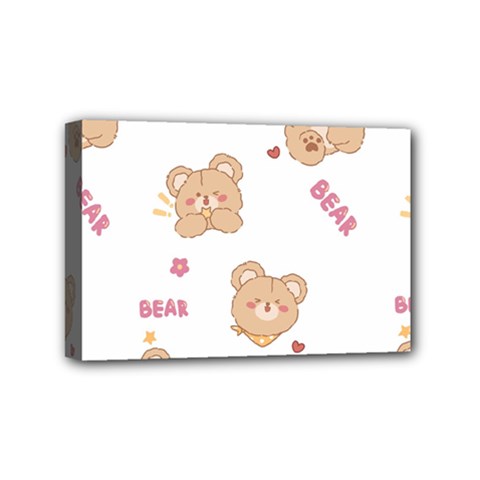 Illustrations Bear Cartoon Background Pattern Mini Canvas 6  X 4  (stretched) by Sudhe