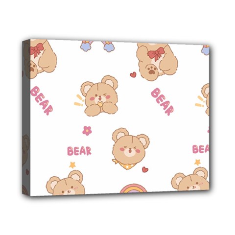 Illustrations Bear Cartoon Background Pattern Canvas 10  X 8  (stretched) by Sudhe