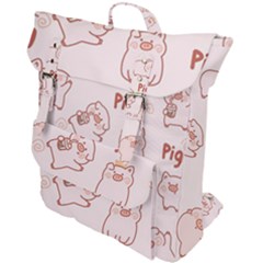 Pig Cartoon Background Pattern Buckle Up Backpack by Sudhe