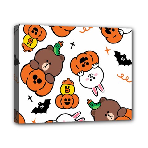 Illustration Pumpkin Bear Bat Bunny Chicken Canvas 10  X 8  (stretched) by Sudhe