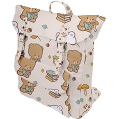 Illustration Bear Cartoon Background Pattern Buckle Up Backpack by Sudhe