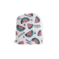Illustration Watermelon Fruit Sweet Slicee Drawstring Pouch (medium) by Sudhe