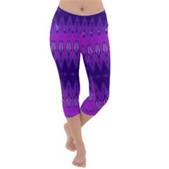 Illustration Purple Abstract Wallpaper Pattern Abstract Lightweight Velour Capri Yoga Leggings by Sudhe