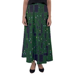 Board Conductors Circuits Flared Maxi Skirt by Jancukart