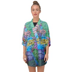 Globe World Map Maps Europe Half Sleeve Chiffon Kimono by Jancukart