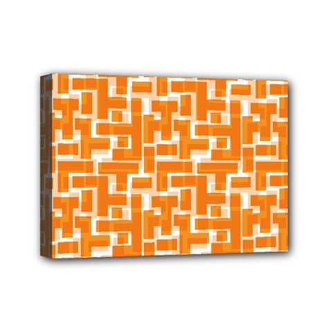 Illustration Orange Background Rectangles Pattern Mini Canvas 7  X 5  (stretched) by Amaryn4rt