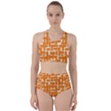 Illustration Orange Background Rectangles Pattern Racer Back Bikini Set View1