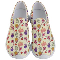 Food Illustration Cupcake Pattern Lollipop Men s Lightweight Slip Ons by Amaryn4rt