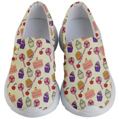 Food Illustration Cupcake Pattern Lollipop Kids Lightweight Slip Ons by Amaryn4rt