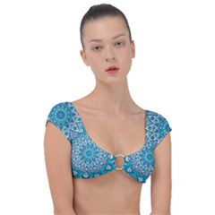 Mandala Blue Cap Sleeve Ring Bikini Top by zappwaits