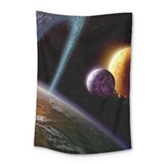 Planets In Space Small Tapestry by Sapixe
