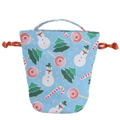 Christmas Sweets Snowman Background Drawstring Bucket Bag by danenraven
