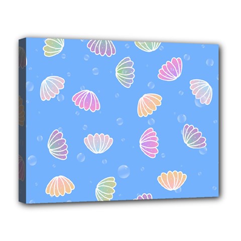 Illustration Seashell Clam Pattern Art Design Canvas 14  X 11  (stretched) by danenraven