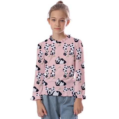 Pattern Panda Bear Kids  Frill Detail Tee by danenraven