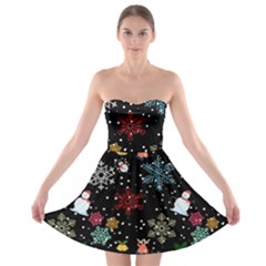 Illustration Xmas Christmas Thanks Giving Pattern Strapless Bra Top Dress by danenraven