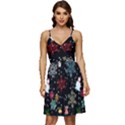Illustration Xmas Christmas Thanks Giving Pattern V-Neck Pocket Summer Dress  View1