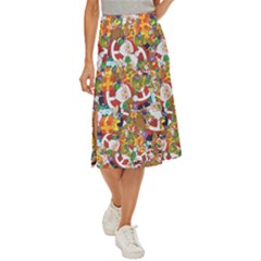 Background Christmas Santa Claus Midi Panel Skirt by danenraven