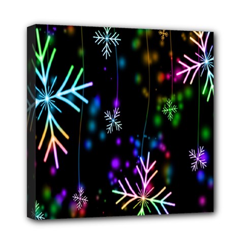 Snowflakes Lights Mini Canvas 8  X 8  (stretched) by artworkshop