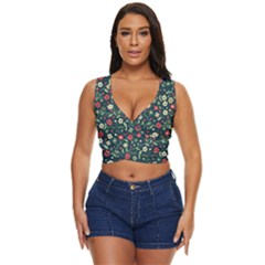 Flowering Branches Seamless Pattern Women s Sleeveless Wrap Top by Zezheshop