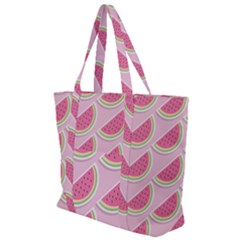 Pink Melon Wayermelon Pattern Food Fruit Melon Zip Up Canvas Bag by Ravend