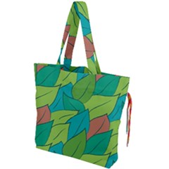 Leaves Pattern Autumn Background Drawstring Tote Bag by Ravend