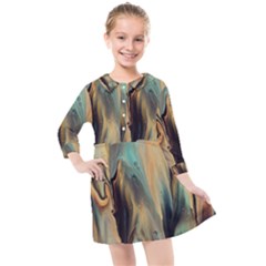 Abstract Painting In Colored Paints Kids  Quarter Sleeve Shirt Dress by Ravend