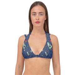Illustration Cat Space Astronaut Rocket Maze Double Strap Halter Bikini Top by Ravend