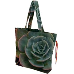 Green Orchid Plant Pattern Drawstring Tote Bag by Ravend
