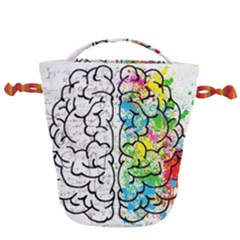 Illustration Brain Mind Psychology Idea Drawing Drawstring Bucket Bag by Ravend