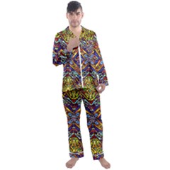 Mosaic Pattern Background Men s Long Sleeve Satin Pajamas Set by Ravend