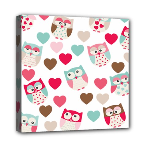 Lovely Owls Mini Canvas 8  X 8  (stretched) by ConteMonfrey