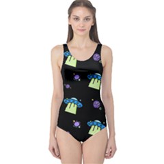 Illustration Cosmos Cosmo Rocket Spaceship -ufo One Piece Swimsuit by danenraven