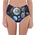 Illustration Tech Galaxy Robot Bot Science Reversible High-Waist Bikini Bottoms View3