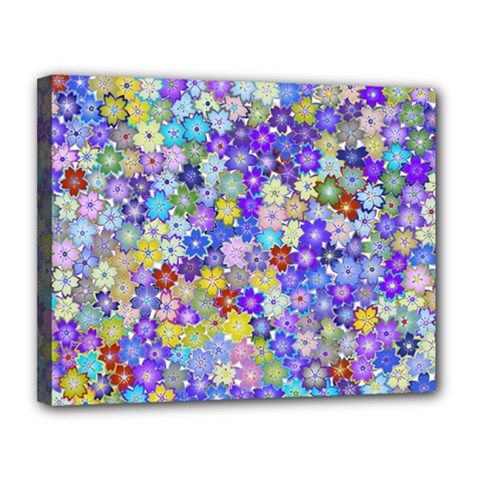 Illustration Background Flower Pattern Floral Canvas 14  X 11  (stretched) by danenraven