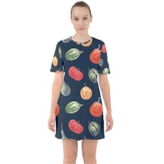 Vintage Vegetables  Sixties Short Sleeve Mini Dress by ConteMonfrey