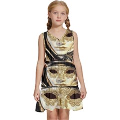 Artistic Venetian Mask Kids  Sleeveless Tiered Mini Dress by ConteMonfrey