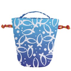 Blue Fish Water Aquarium Drawstring Bucket Bag by danenraven