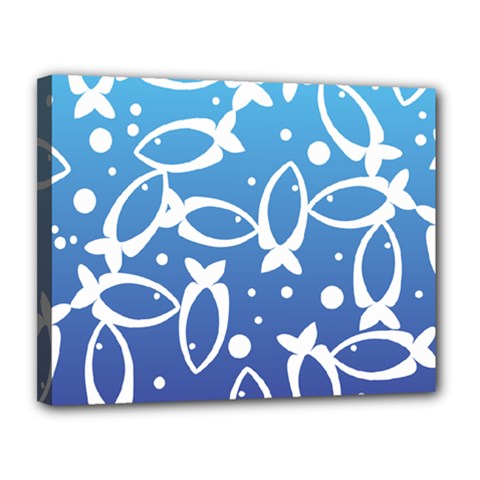 Blue Fish Water Aquarium Canvas 14  X 11  (stretched) by danenraven