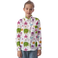 Turtle Animal Sea Life Kids  Long Sleeve Shirt by danenraven