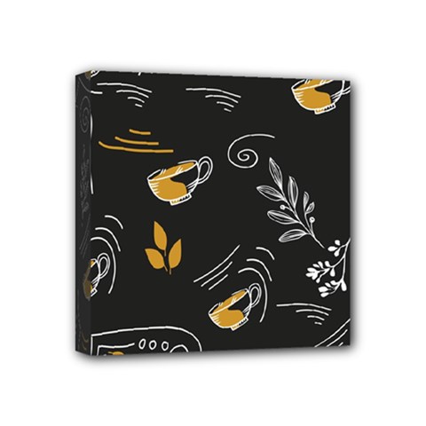 Illustration Leaves Leaf Naturecoffee Digital Paper Cup Mini Canvas 4  X 4  (stretched) by Ravend