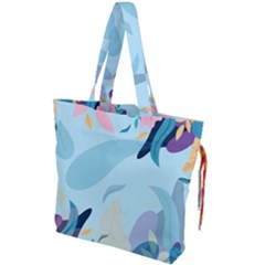 Leaves Leaf Nature Background Plant Drawstring Tote Bag by danenraven