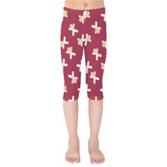 Gold Gingerbread Man Burgundy Kids  Capri Leggings  by TetiBright